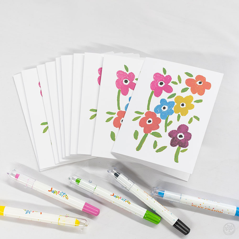 Crayon Flowers Notecard Pack